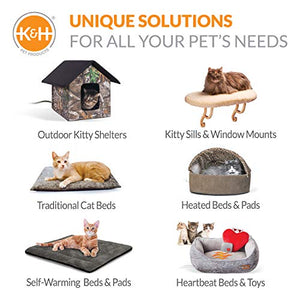 K&H PET PRODUCTS Self-Warming Cat Bed Pad, Self-Heating Thermal Cat and Dog Bed Mat, Pet Warming Pad for Cats, Cat Warmer Mat for Feral and Indoor Cats, Oatmeal/Chocolate 21 X 17 Inches