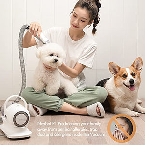 neabot Neakasa P1 Pro Pet Grooming Kit & Vacuum Suction 99% Pet Hair, Professional Clippers with 5 Proven Grooming Tools for Dogs Cats and Other Animals