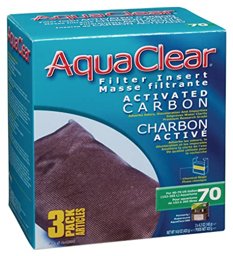 AquaClear 70 Activated Carbon Inserts, Aquarium Filter Replacement Media, 3-Pack, A1386 , White