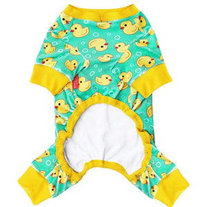 KYEESE Dog Pajama for Medium Dogs Yellow Duck Soft Material Stretchable Dog Pajamas Onesie Dog Apparel