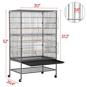 Yaheetech 52-inch Wrought Steel Standing Large Flight King Bird Cage for Cockatiels African Grey Quaker Amazon Sun Parakeets Green Cheek Conures Pigeons Parrot Bird Cage Birdcage with Stand