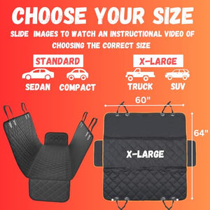 Dog Car Seat Cover for Back Seat for XL Cars, SUVs & Trucks - Durable Car Cover Protector for Dogs, Nonslip Backseat Dog Hammock, Waterproof Scratchproof Protection Against Dirt, Pet Fur w/Side Flaps