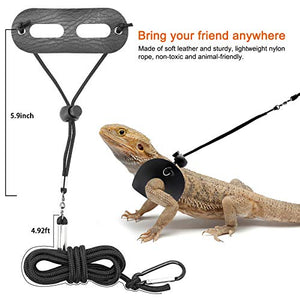 BWOGUE Bearded Dragon Harness and Leash Adjustable Leather Lizard Reptiles Harness Leash for Amphibians and Other Small Pet Animals (S,M,L,3 Pack)