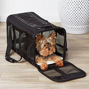 Amazon Basics Soft-Sided Mesh Pet Travel Carrier for Cat, Dog, Large, Black