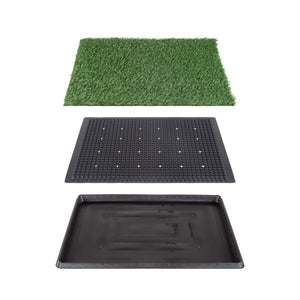 Artificial Grass Puppy Pee Pad for Dogs and Small Pets - 20x25 Reusable 3-Layer Training Potty Pad with Tray - Dog Housebreaking Supplies by PETMAKER