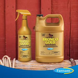 Farnam Bronco Gold Horse Fly Spray, Grooming Aid, Coat Conditioner, 32 Ounces, Quart Spray