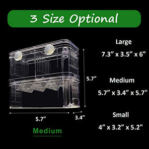 in-Tank Aquarium Breeder Box for Fish Tank, Breeding Incubator for Small Fish Hatchery, Acrylic Divider for Shrimp Clownfish Aggressive Fish Injured Fish, Can Connect Air Pump (Medium)