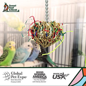 Sweet Feet and Beak Super Shredder Ball - Bird Toys Cage Accessories, Keep Your Birds Foraging for Treasures, Non-Toxic Toys for Birds Big and Small, Shredder Toy Birds Will Love Parrot to Finches