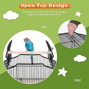 Best Pet Bird Cage 64-inch Open Top Standing Medium Small Parrot Parakeet Bird Cage with Rolling Stand for Lovebirds Parakeets Cockatiels and Parrotlet, Pet Flight Bird Cage Birdcage, Black