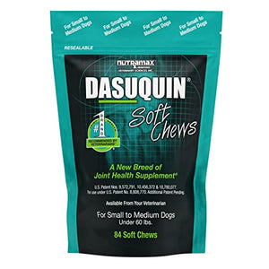 Nutramax Dasuquin Joint Health Supplement for Small to Medium Dogs - With Glucosamine, Chondroitin, ASU, Boswellia Serrata Extract, Green Tea Extract, 84 Soft Chews