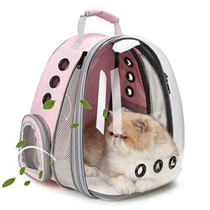 Lollimeow Bubble Expandable Cat Backpack Pet Travel Carrier for Cats and Dogs (Pink-Front Expandable)