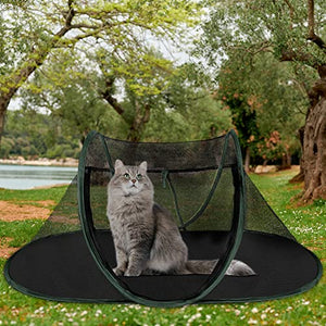 Cat Tent Outdoor, Pet Enclosure Tent Suitable for Cats and Small Animals, Indoor Playpen Portable Exercise Tent with Carry Bag(Dark Green)