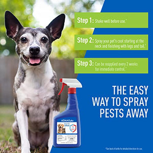 Adams Plus Flea & Tick Spray | Kills Adult Fleas, Flea Eggs, Flea Larvae, Ticks, and Repels Mosquitoes For Up To 2 Weeks | Controls Flea Reinfestation For Up To 2 Months | 32 Oz