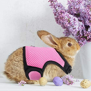 SATINIOR 2 Pieces Bunny Rabbit Harness with Leash Cute Adjustable Buckle Breathable Mesh Vest for Kitten Puppy Small Pets Walking (M, Blue, Pink) Medium