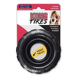 KONG Tires - Durable Dog Chew Toy - Durable Rubber Dog Toy & Treat Dispenser for Power Chewers - Tough Chew Toy for Fetch - Rubber Tire Chew Toy - Medium/Large Dogs