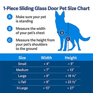 PetSafe 1-Piece Sliding Glass Pet Door for Dogs & Cats - Adjustable Height 75 7/8" to 80 11/16"- Large, White, No-Cut Install, Aluminum Patio Panel Insert, Great for Renters or Seasonal Installation