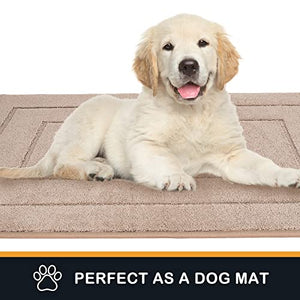 PURRUGS Dirt Trapper Door mat 20" x 31.5", Non-Slip/Skid Machine Washable Entryway Rug, Dog Door Mat, Super Absorbent Welcome mat for Muddy Wet Shoes and Paws, Beige