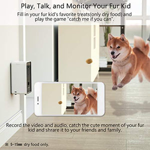 Iseebiz Pet Camera Treat Dispenser, 2 Way Audio Talk Listen, 1080P Night Vision Cat Dog Cam, App Control Tossing, Wall-hanging, Multi Devices Login, Compatible with Alexa, Play with Your Dogs and Cats