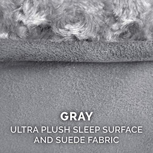 Furhaven Orthopedic Dog Bed for Large Dogs w/ Removable Washable Cover, For Dogs Up to 75 lbs - Ultra Plush Faux Fur & Suede Luxe Lounger Contour Mattress - Gray, Jumbo/XL