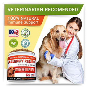 StrellaLab Dog Allergy Relief — Itchy Skin Treatment with Omega 3 & Pumpkin, Dogs Itching and Licking Treats, Itch Chew, Supplements, Hotspot for Dogs, Anti Support