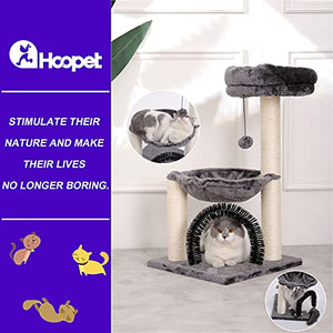 HOOPET cat Tree,27.8 INCHES Tower for Indoor Cats, Multi-Level Cat Tree with Scratching Posts Plush Basket & Perch Play Rest, Activity Dangling Ball Kittens/Small Cats