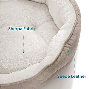 Bedsure Dog Beds for Small Dogs - Round Cat Beds for Indoor Cats, Washable Pet Bed for Puppy and Kitten with Slip-Resistant Bottom, 20 Inches, Taupe