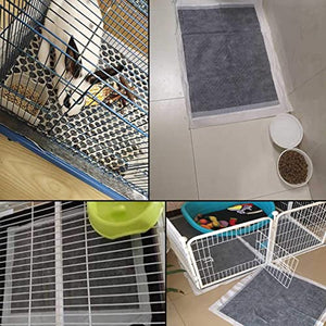 kathson Rabbit Pee Pads Disposable Cage Liners 50PCS All-Absorb Black Carbon Odor-Control Bunny Training Accessories with Quick-Dry Surface for Puppy Guinea Pig Kitten Hedgehog Small Animals