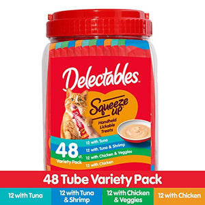 Hartz Delectables Squeeze Up Variety Packs Interactive Lickable Wet Cat Treats, case of 48