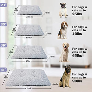 DOGKE Large Washable Dog Bed Deluxe Fluffy Plush Dog Crate Pad，Dog Beds Made for Large, Medium, Small Dogs and Cats, Anti-Slip Dog Crate Bed for Sleeping and Anti Anxiety, 32"x22", Gray