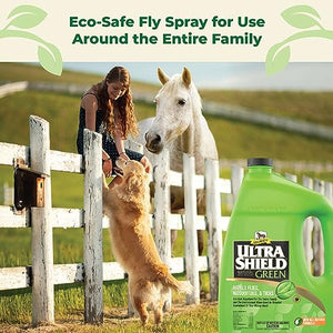 Absorbine UltraShield Green All-Natural Fly Spray for Horses & Dogs, Essential Botanical Oil Eco-Safe Formula Repels & Controls Ticks, Flies, Mosquitoes, Gnats, 128oz Gallon Refill