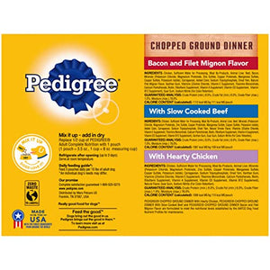 PEDIGREE CHOPPED GROUND DINNER Adult Soft Wet Dog Food 18-Count Variety Pack, 3.5 oz Pouches