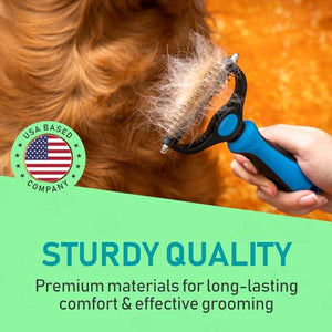 Maxpower Planet Pet Grooming Brush - Double Sided Shedding, Dematting Undercoat Rake for Dogs, Cats - Extra Wide Dog Grooming Brush, Dog Brush for Shedding, Cat Brush, Reduce Shedding by 95%, Blue