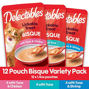 Delectables Bisque Lickable Wet Cat Treats - Chicken, Tuna & Shrimp, 12 count