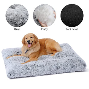 sycoodeal Dog Bed,Crate Pet Bed Kennel Pad,Soft Plush Washable,Comfortable Dog Bed,Suitable for Medium & Large Dogs (Grey)