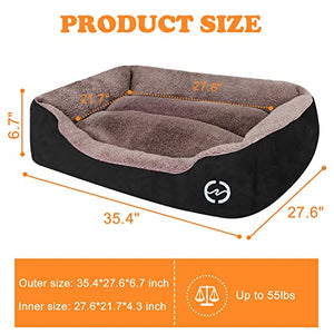 PUPPBUDD Dog Beds for Large Dogs, Rectangle Washable Dog Bed Comfortable and Breathable Pet Sofa Warming Orthopedic Dog Bed for Large Medium Dogs