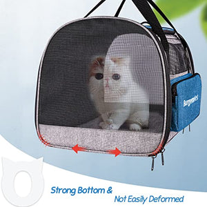 BurgeonNest Cat Carrier for Large Cats 20 lbs, Soft-Sided Pet Carrier for Small Dogs Medium Cats Under 25 lbs, Puppy Travel Bag with Big Storage Bag, 4 Ventilated Windows, 3 Doors