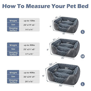INVENHO Small Dog Bed for Large Medium Small Dogs, Rectangle Washable Dog Bed, Orthopedic Dog Bed, Soft Calming Sleeping Puppy Bed Durable Pet Cuddler with Anti-Slip Bottom S(20"x19"x6")