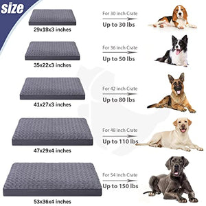 Dog Crate Bed Waterproof Dog Beds for Medium Dogs Rose Velvet Soft Fluffy Washable Dog Bed with Removable Cover & Anti-Slip Bottom, 35 x 22 Inch, Gray