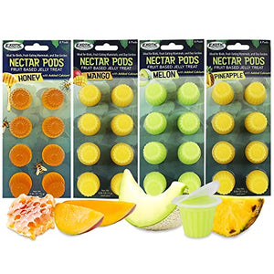 Nectar Pods (Variety 4 Pack) - Calcium-Fortified Jelly Fruit Treat - Sugar Gliders, Marmosets, Squirrels, Parrots, Cockatiels, Parakeets, Birds, Hamsters, Day Geckos, Kinkajous & Other Small Pets