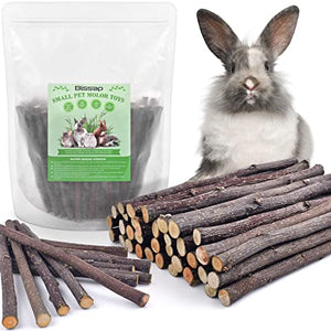 Bissap 230g/0.5Ib Apple Sticks for Rabbits, Natural Bunny Chew Toys and Treats for Chinchilla Guinea Pig Hamster Gerbil Small Animals Pet Apple Wood Stick Toys Teeth Grinding