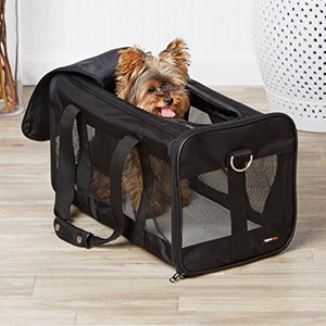 Amazon Basics Soft-Sided Mesh Pet Travel Carrier for Cat, Dog, Large, Black