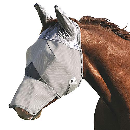 Cashel Crusader Horse Fly Mask with Long Nose and Ears, Grey, Horse