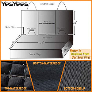 YESYEES Waterproof Dog Car Seat Covers Pet Cover Nonslip Bench Available for Middle Belt and Armrest Fits Most Cars, Trucks SUVs(Black)