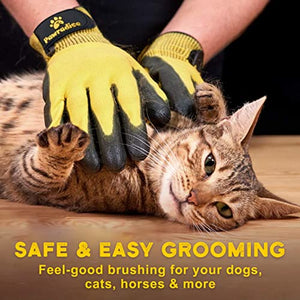 Pet Grooming and Bathing Gloves - Effective Pet Hair Remover for Cats, Dogs & Horses - Long & Short Fur - Deshedding Gloves for Pets