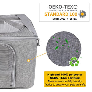 Bejibear Small Cat Carrier for 2 Cats, Oeko-TEX Certified Soft Side Pet Carrier for Cat, Small Dog, Collapsible Travel Small Dog Carrier, TSA Airline Approved Cat Carrier for Medium Cats 20 lbs-Gray