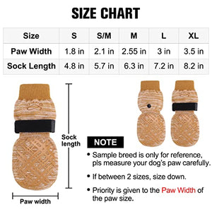 BEAUTYZOO Dog Socks to Prevent Licking for Hardwood Floors - Socks for Small Medium Large Dogs - Hot/Cold Pavement Traction Control Non Skid Anti Slip Socks for Puppy Old Senior Dog, Paw Protector