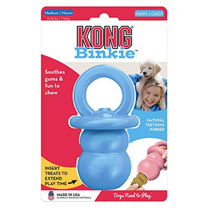 KONG - Puppy Binkie - Soft Teething Rubber, Treat Dispensing Dog Toy - for Small Puppies - Blue