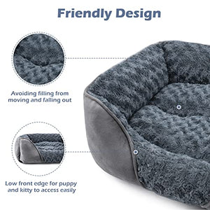 INVENHO Small Dog Bed for Large Medium Small Dogs, Rectangle Washable Dog Bed, Orthopedic Dog Bed, Soft Calming Sleeping Puppy Bed Durable Pet Cuddler with Anti-Slip Bottom S(20"x19"x6")