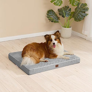 EHEYCIGA Waterproof Dog Beds for Extra Large Dogs with Orthopedic Memory Foam, Grey, 41x27