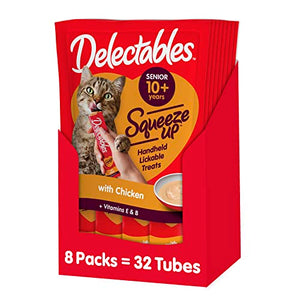 Hartz Delectables Squeeze Up Senior 10+ Interactive Lickable Wet Cat Treats 4 Count (Pack of 8)